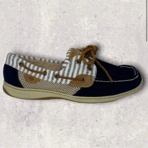 NEW Sperry Bluefish Mariner Stripe Boat Shoes Size 9 Leather Angelfish Slip ON